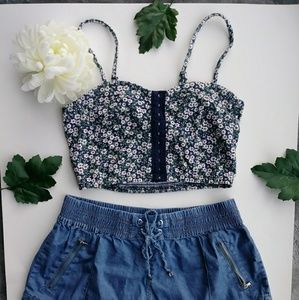 Cropped Balconette Floral Top